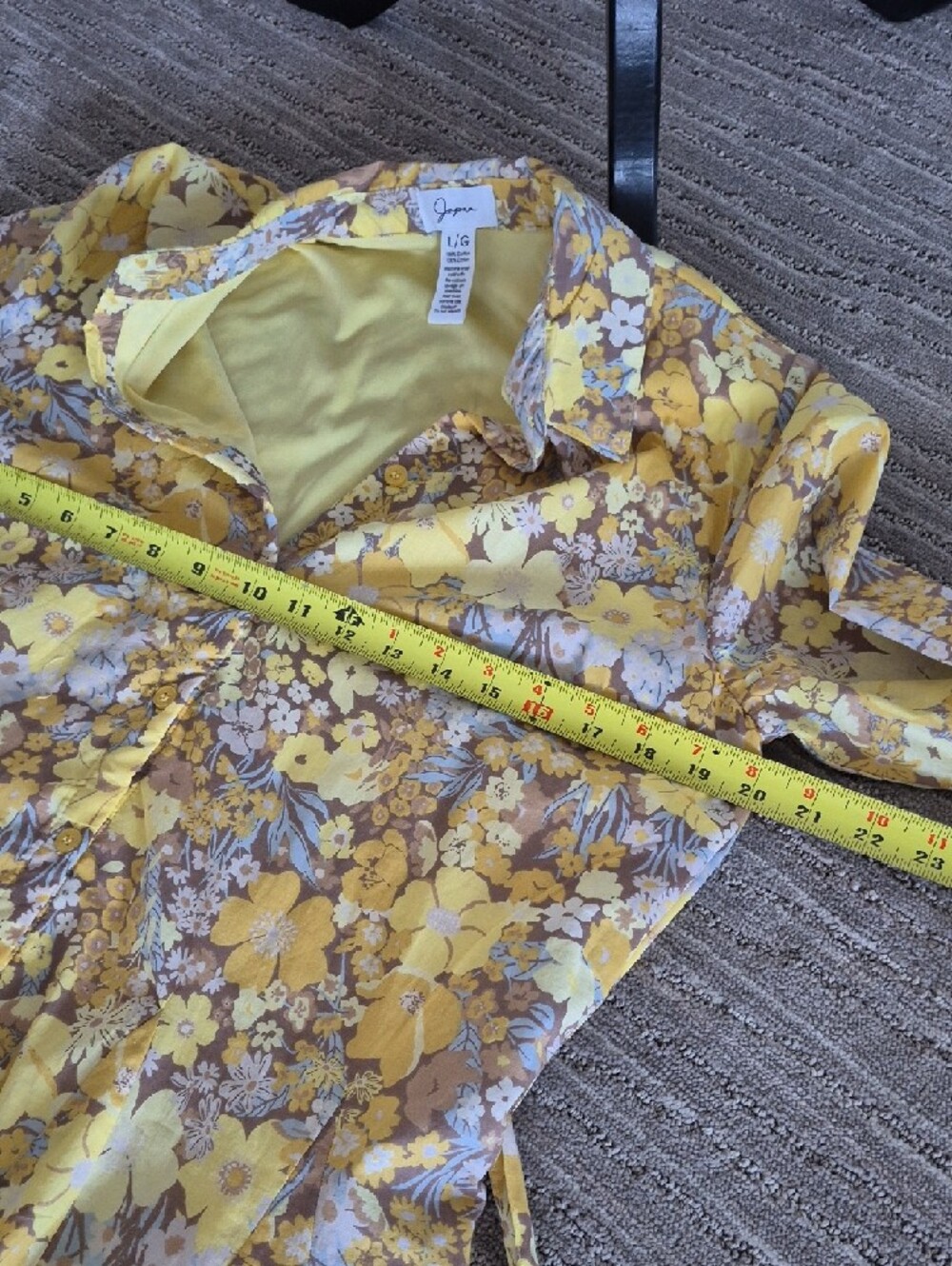 Yellow Floral Tie-Waist Shirt Dress - Picture 5 of 7